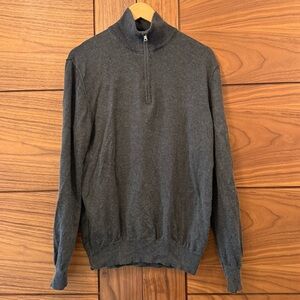 Banana Republic Men's Silk Cashmere Gray Quarter-Zip Sweater - Sz L